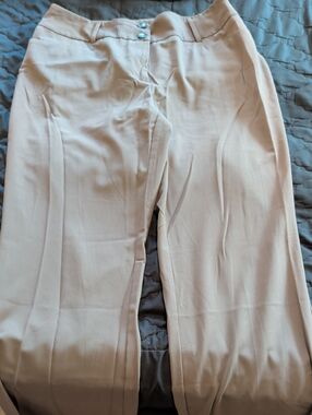 High-Rise Wide-Leg Trousers in Light Beige